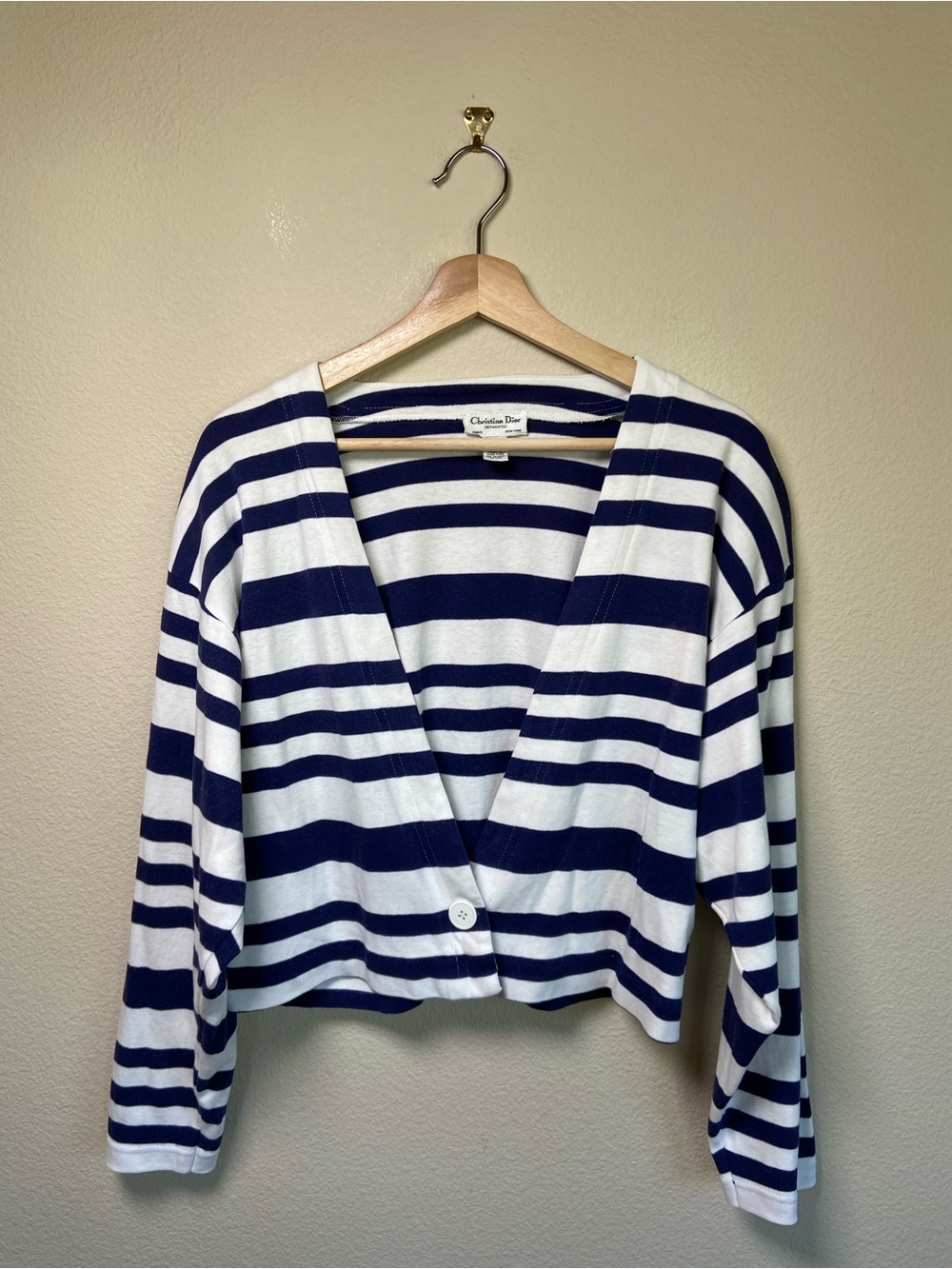 Christian Dior Vintage Striped Cropped Boxy Cardigan Medium
